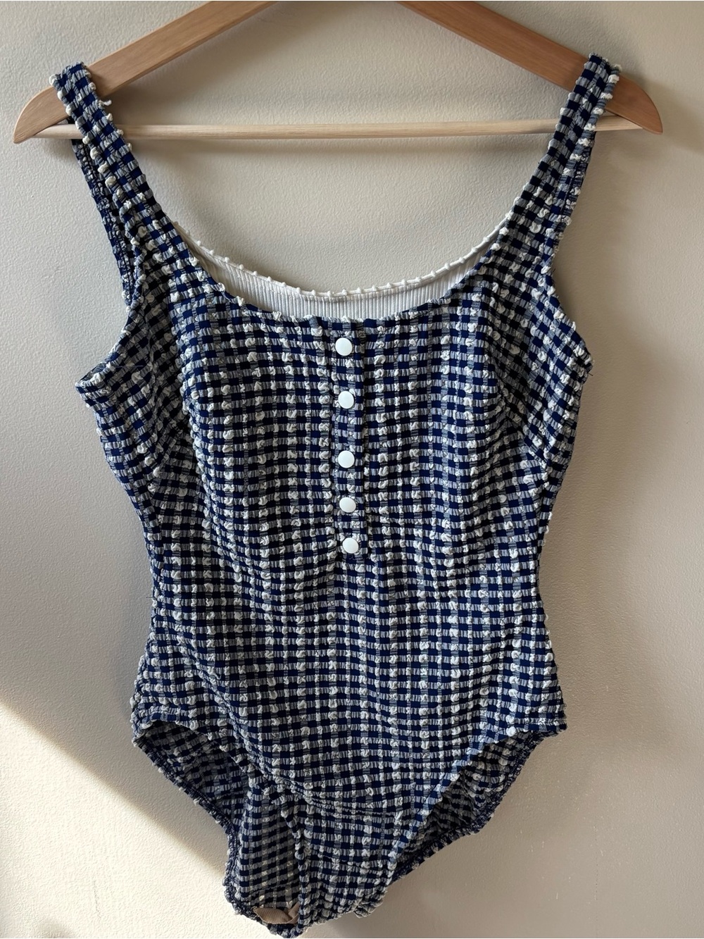 Mainstream Vintage One-Piece Navy and White Gingham Swimsuit